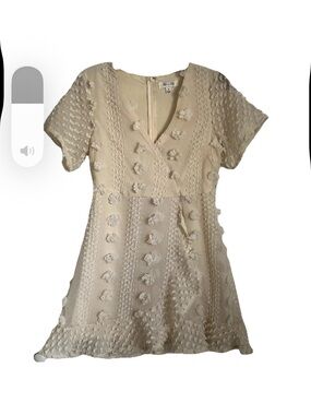 She+Sky Womens S Pom Pom Textured Chiffon Dress Cottagecore Shabby Coquette